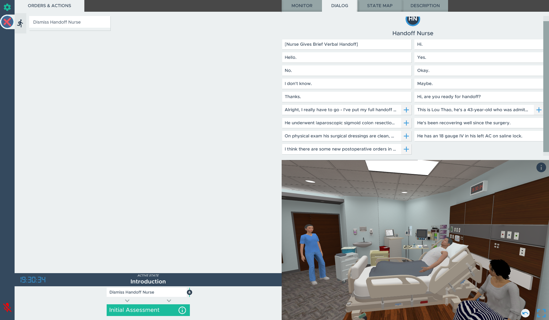 Abdominal Surgery VR simulation moderator client